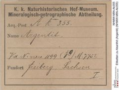 Etiketten zu Akanthit (Argentit) (NHMW-MIN-Ak355)